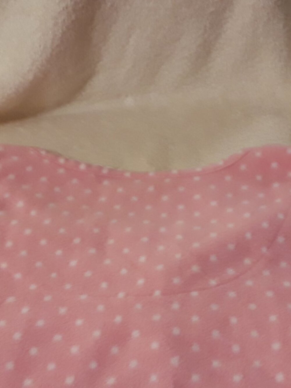 Nightgown XL Pink White Polka Dot Fleece Long Sleeve Lace Trim NWT Gold Coast - Picture 4 of 7